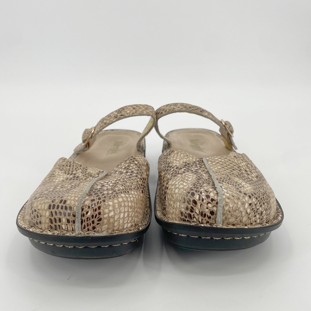 Alegria Tuscany Snakeskin Leather Mary Jane Clogs Tan Brown Size 41 US 10.5/11‎